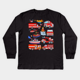 Fire Truck Design for Kids Kids Long Sleeve T-Shirt